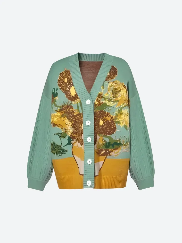 Van Gogh Sunflowers Cardigan sold by Streetwear Society product image thumbnail 3