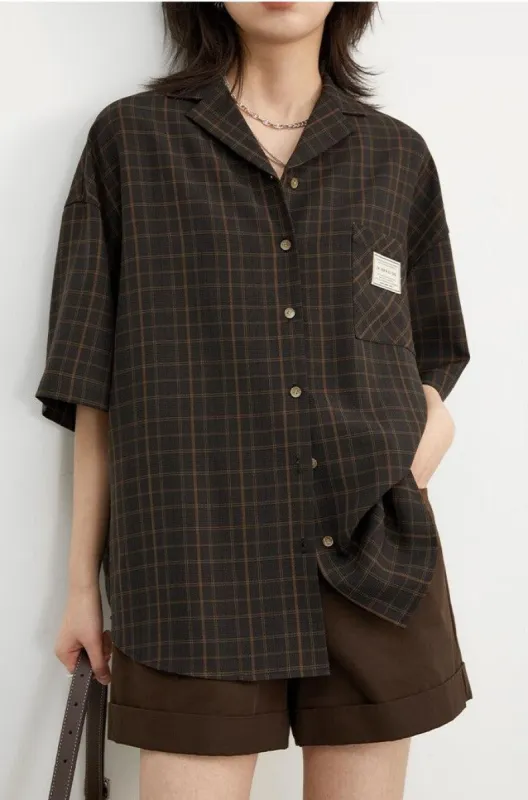 Dark Academia V-Neck Plaid Shirt sold by Streetwear Society