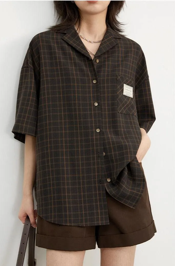 Dark Academia V-Neck Plaid Shirt sold by Streetwear Society