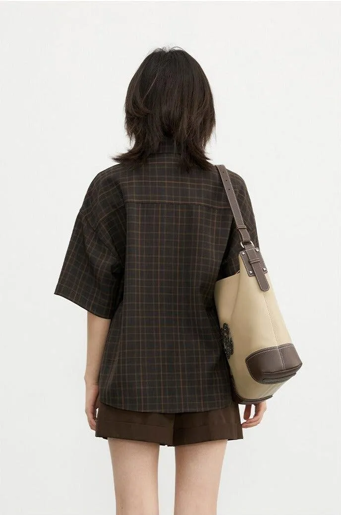 Dark Academia V-Neck Plaid Shirt sold by Streetwear Society product image thumbnail 2