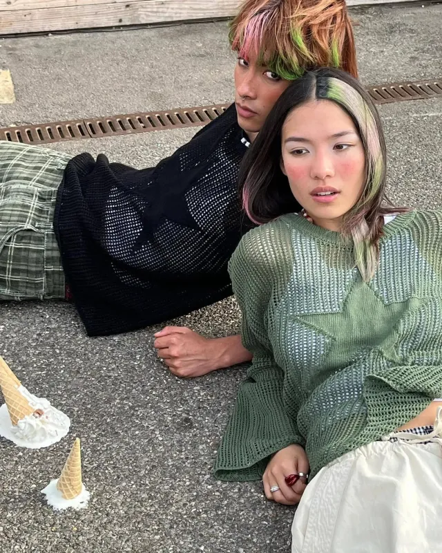 Y2K Stargaze Mesh Knit Sweater sold by Streetwear Society