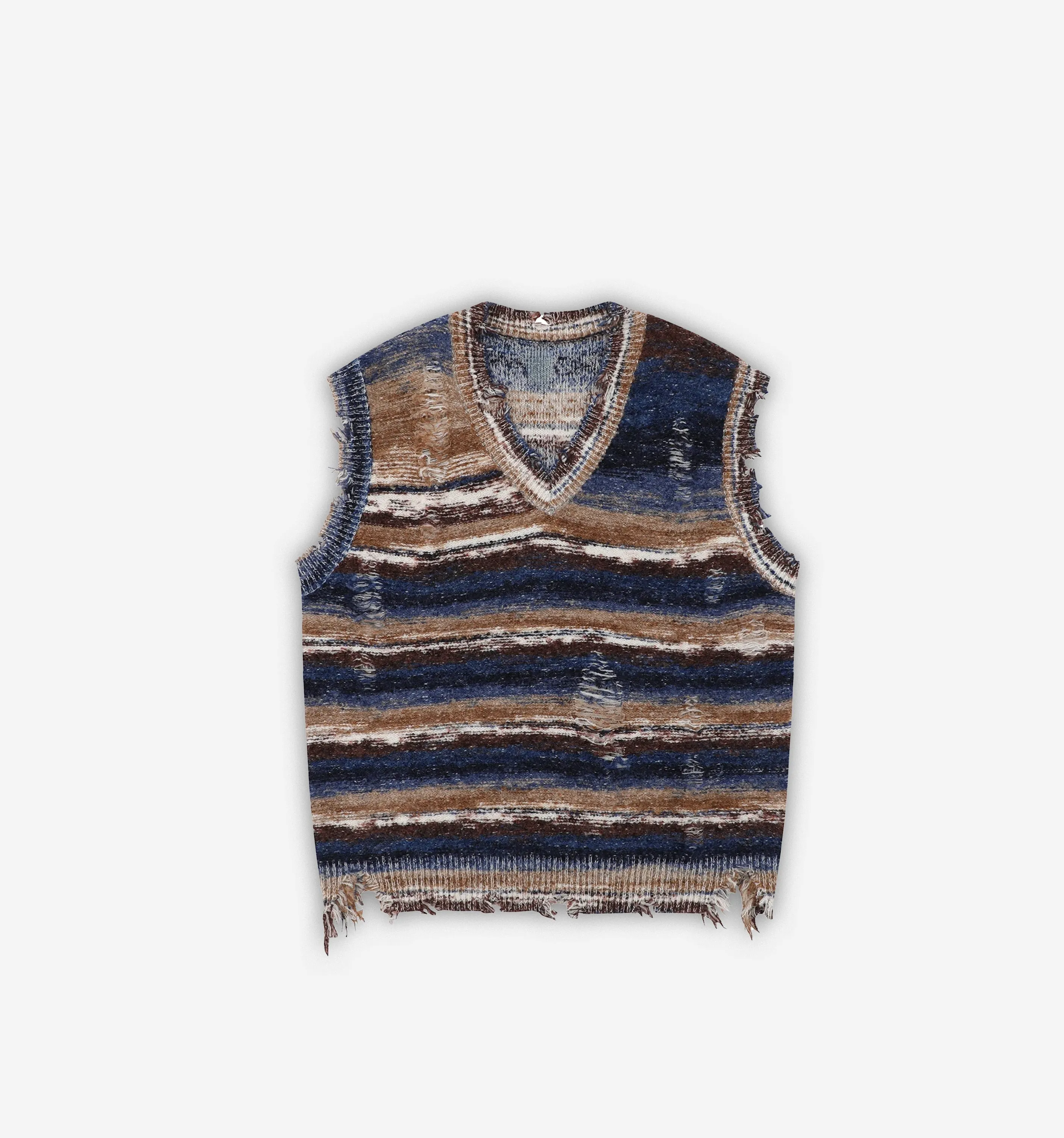 "Vintage" Distressed Striped Knitted Vest sold by Streetwear Society product image thumbnail 2