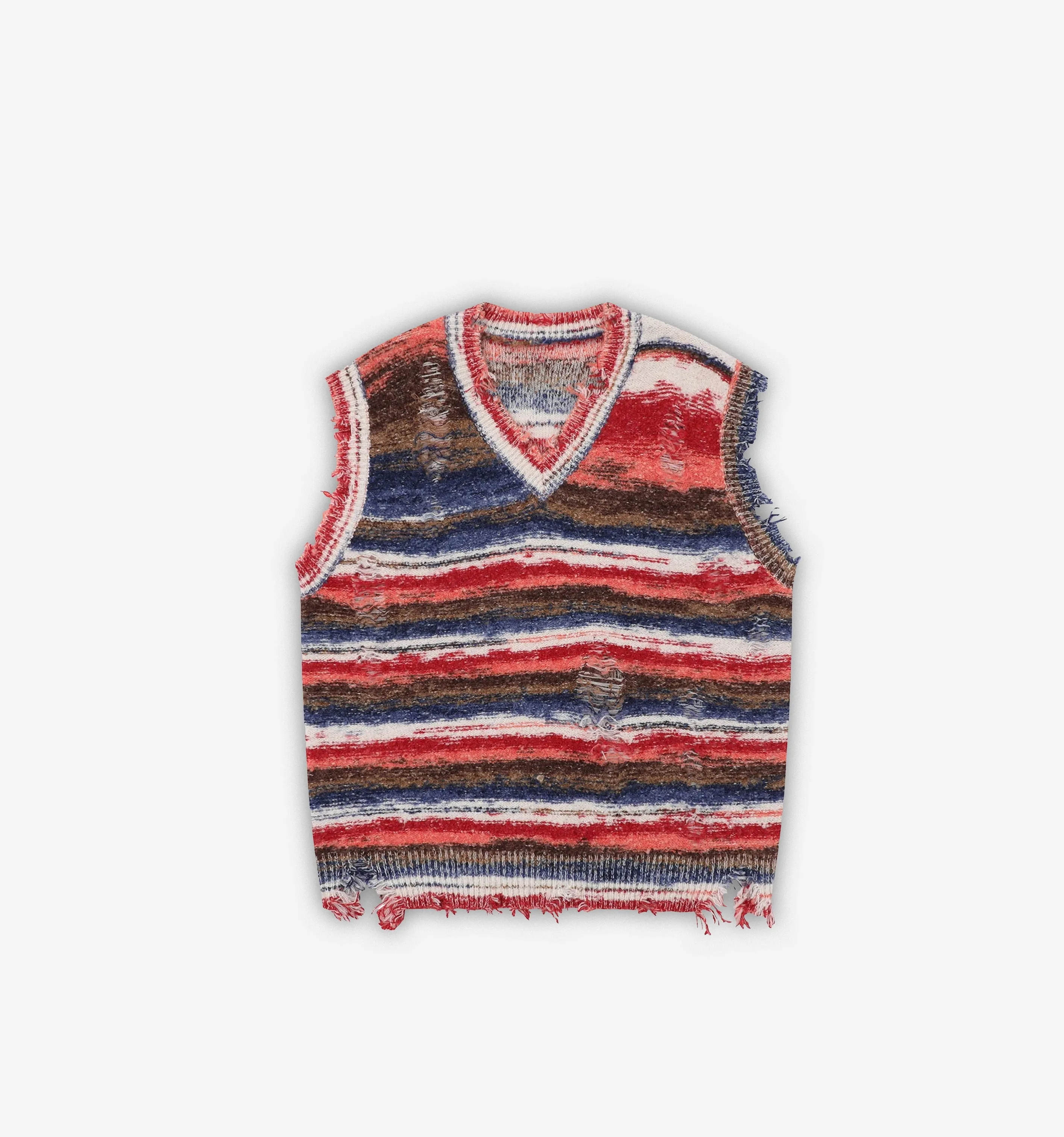 "Vintage" Distressed Striped Knitted Vest sold by Streetwear Society