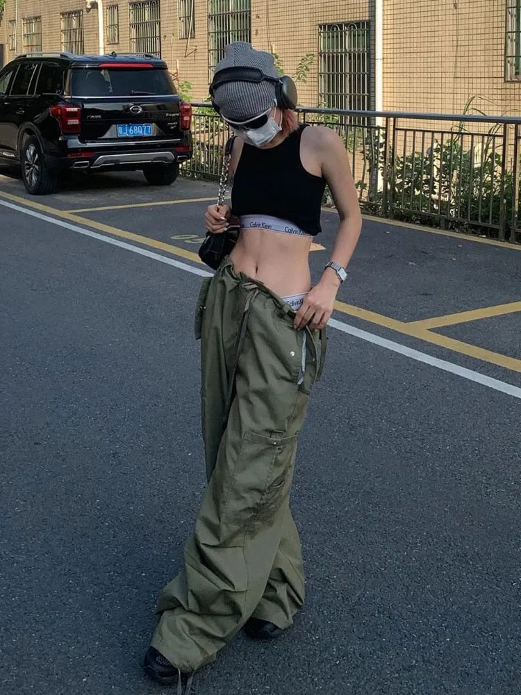 Baggy Parachute Pants with drawstring Y2K sold by Streetwear Society