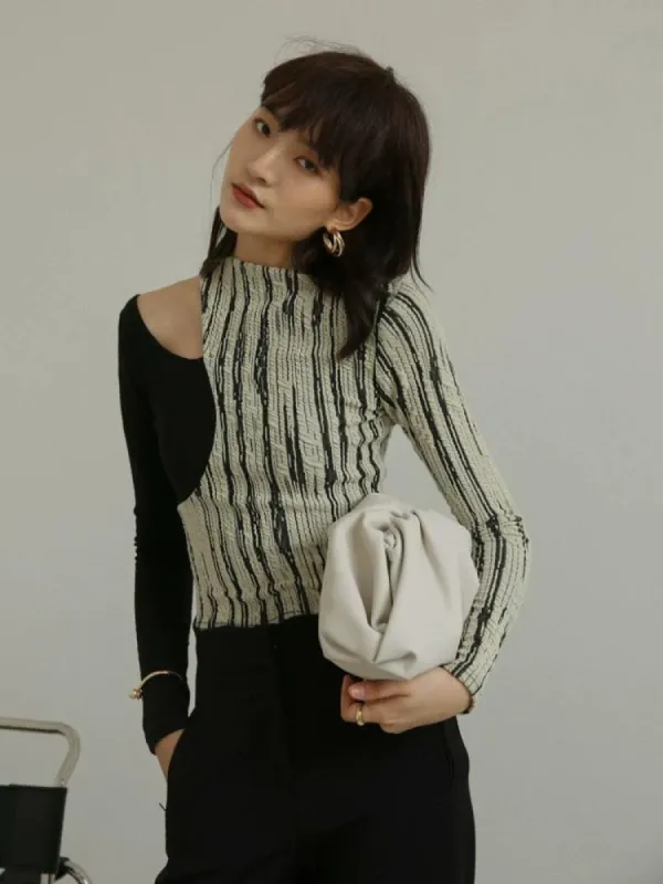 Cut Out Shoulder Patch Top sold by Streetwear Society