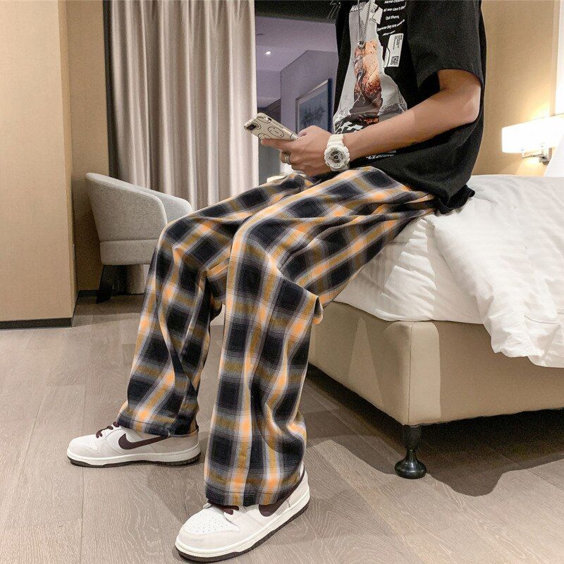 Plaid Straight Wide-leg Pants sold by Streetwear Society product image thumbnail 2