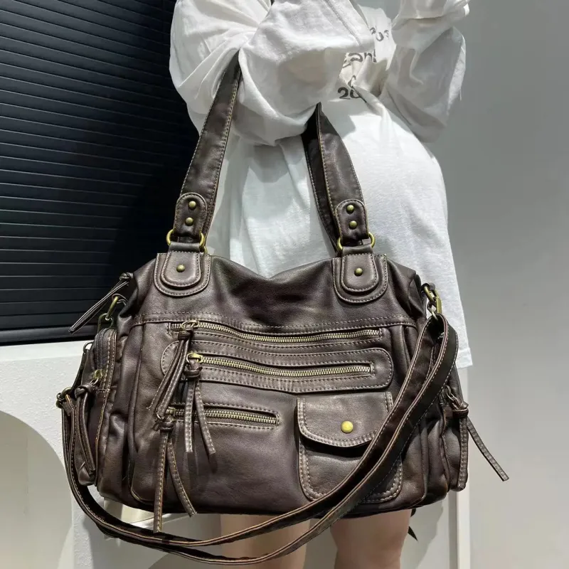 Y2K Vintage Moto Shoulder Bag Faux Leather sold by Streetwear Society