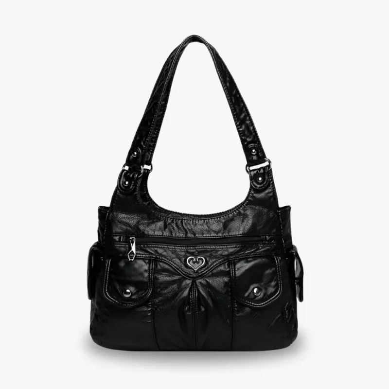 Maora | Shiny Faux Leather Y2K Multi-Pocket Bag sold by Streetwear Society