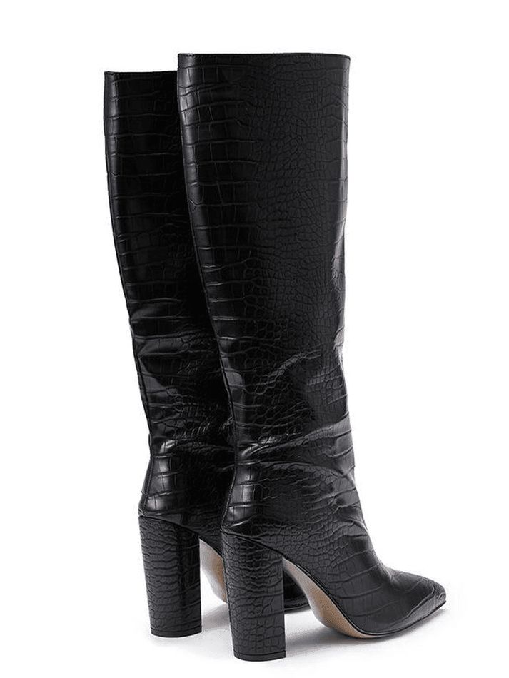 Croc Embossed Chunky Heel Boots sold by Streetwear Society product image thumbnail 3