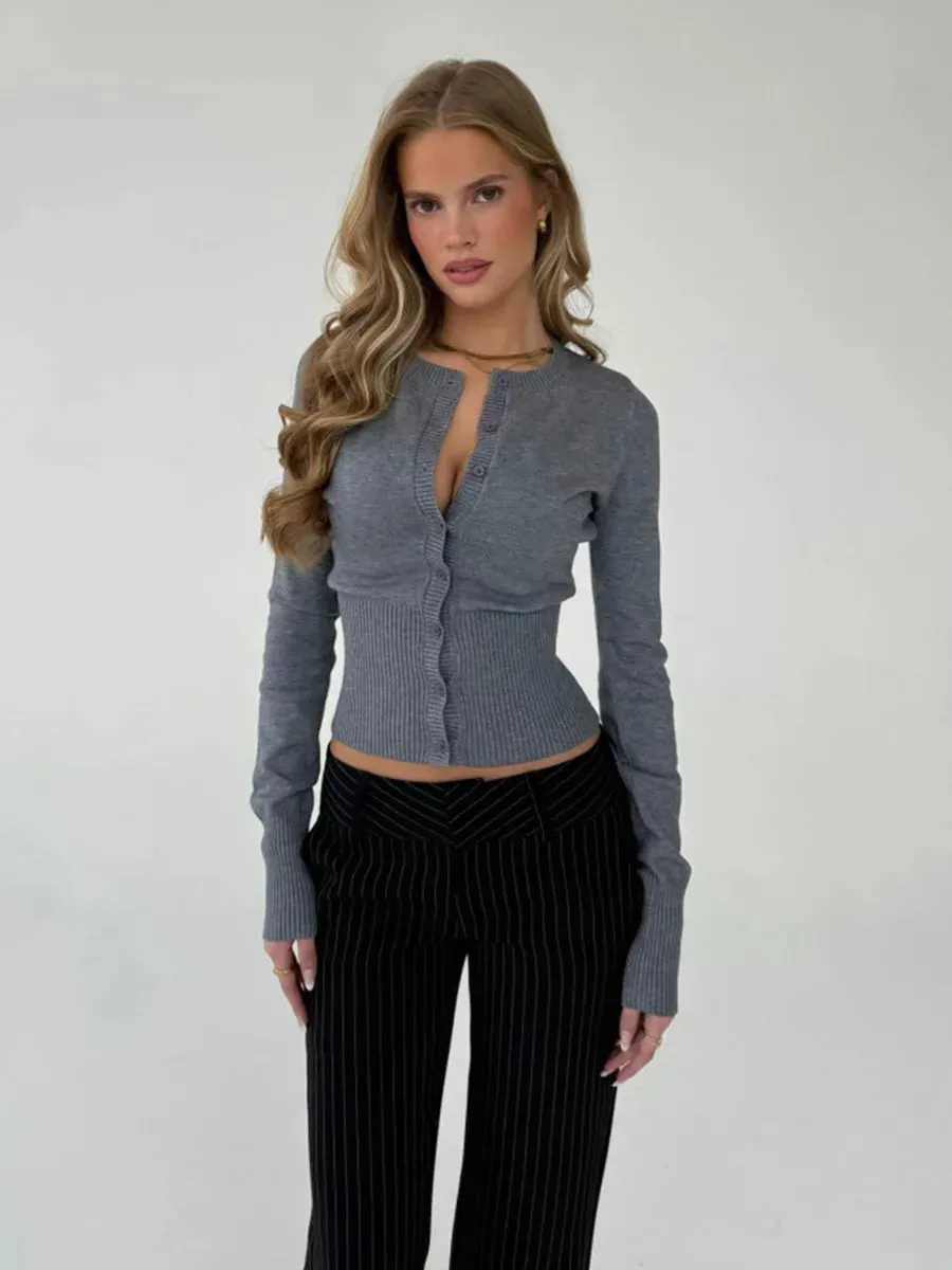 Slim ribbed patchwork cardigan with cut-out sold by Streetwear Society product image thumbnail 3