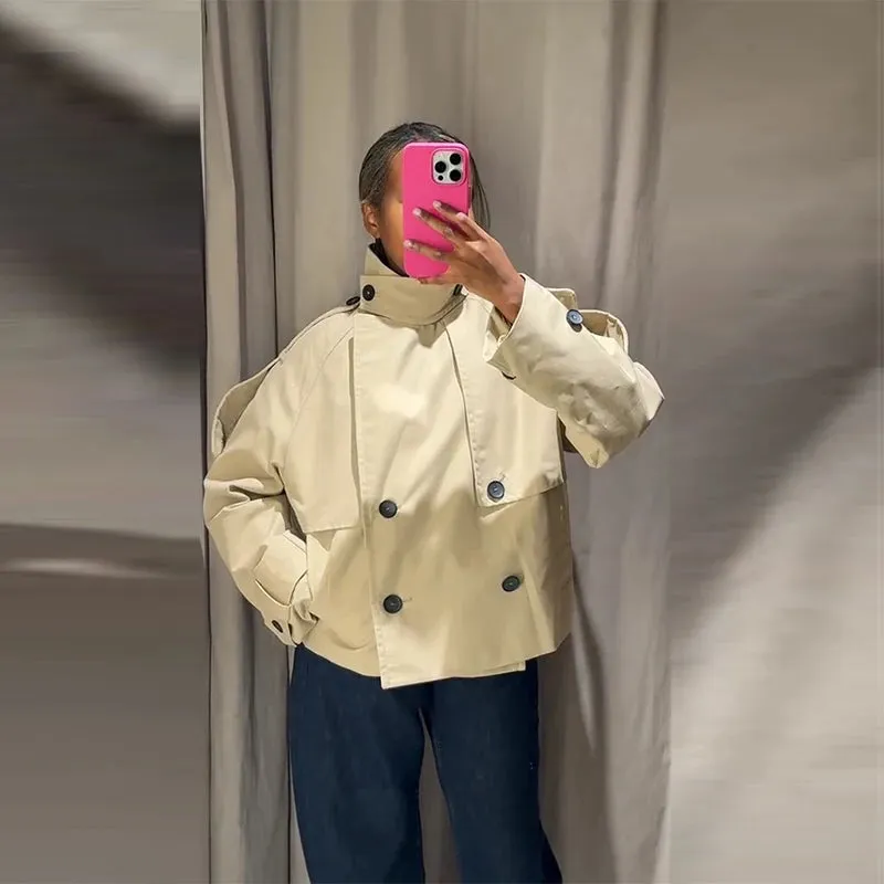 Oversized Cropped Double-Breasted Jacket sold by Streetwear Society