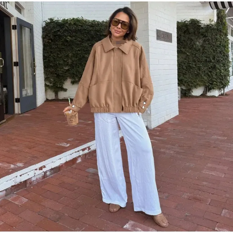 Oversized Zip Jacket with Turn-Down Collar sold by Streetwear Society