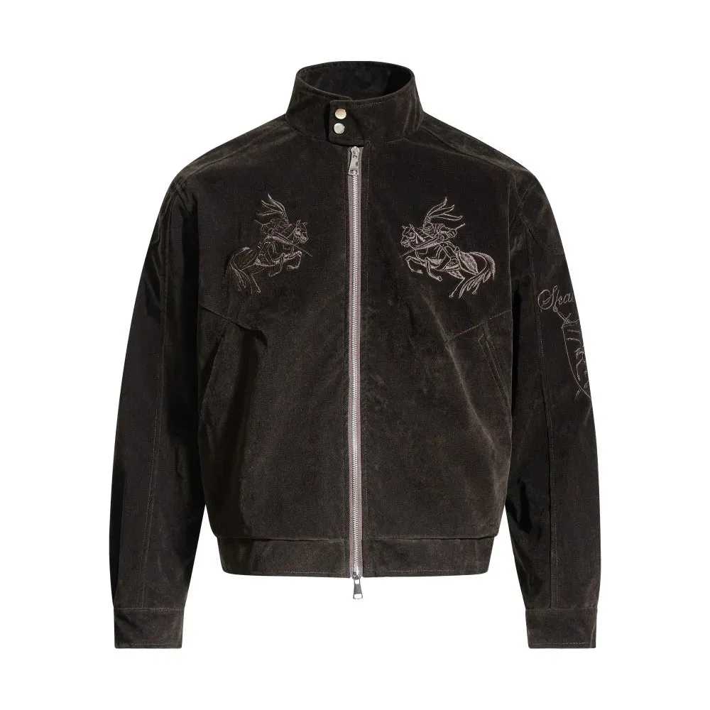 Y2K Knight Embroidery Zip Jacket sold by Streetwear Society