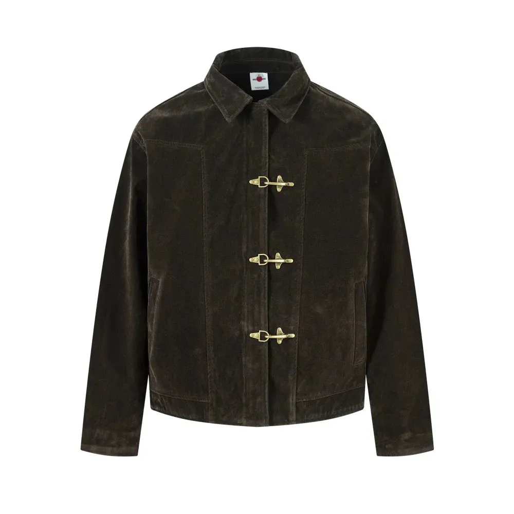 Retro Suede-Effect Jacket Toggle Button Detail sold by Streetwear Society