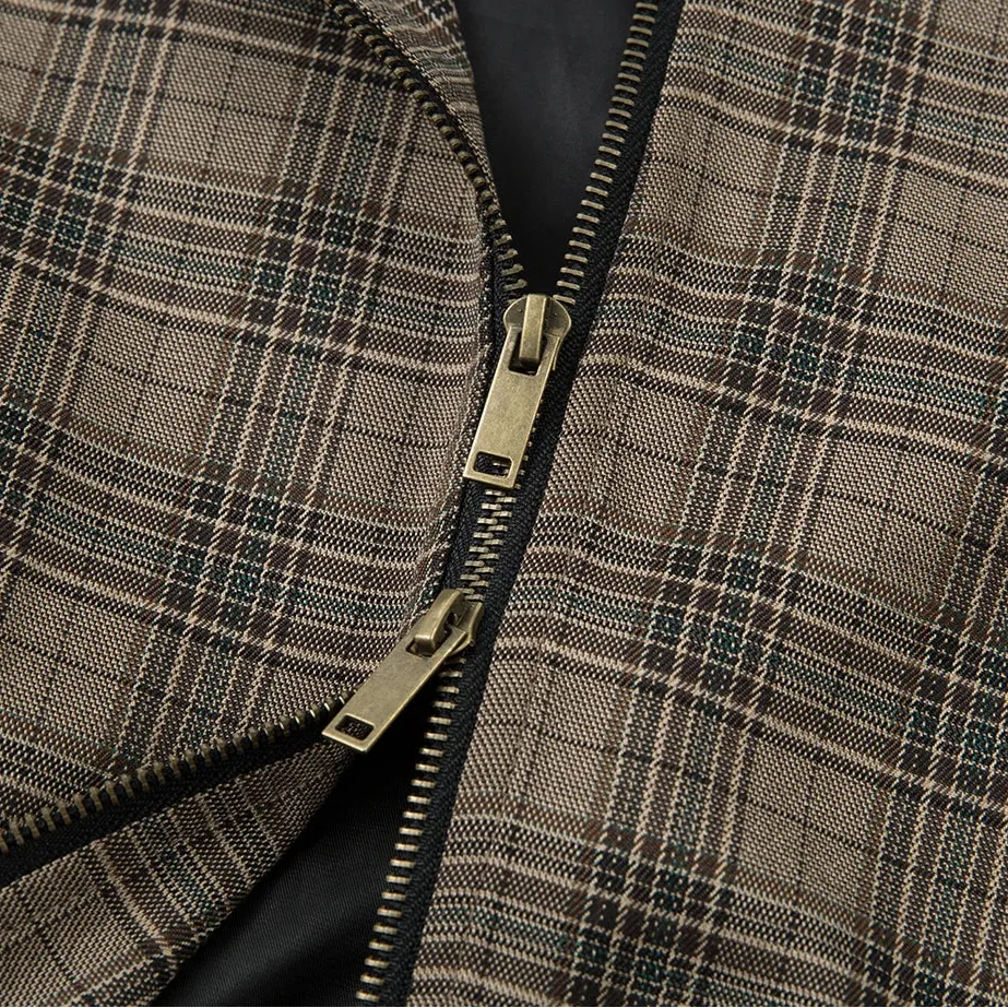 Y2K Plaid Stand Collar Jacket sold by Streetwear Society product image thumbnail 2