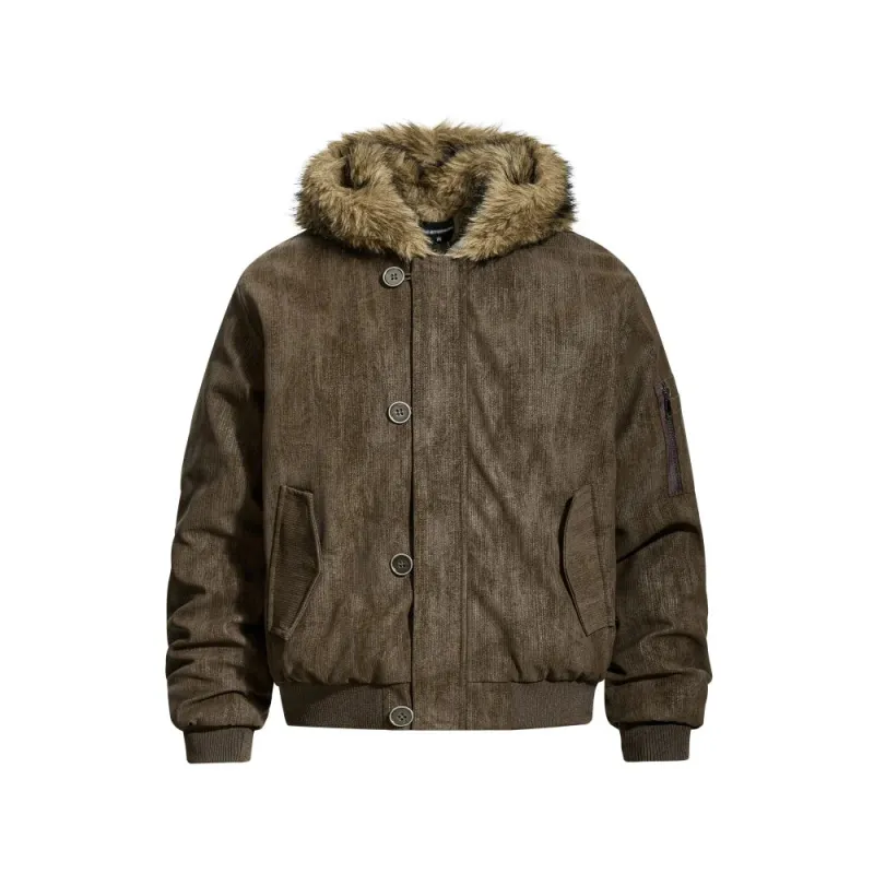 Y2K Retro Hooded Jacket with Faux Fur Collar sold by Streetwear Society