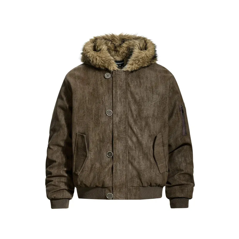 Y2K Retro Hooded Jacket with Faux Fur Collar sold by Streetwear Society