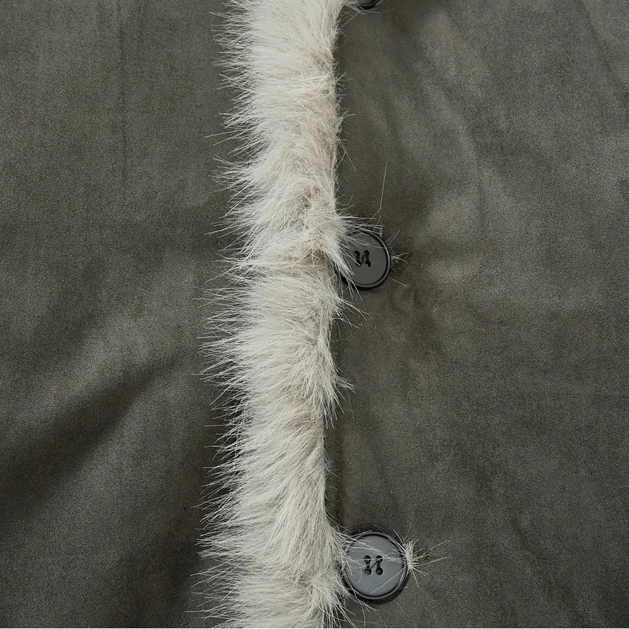Y2K Faux Suede Jacket with Fur Trim sold by Streetwear Society product image thumbnail 2