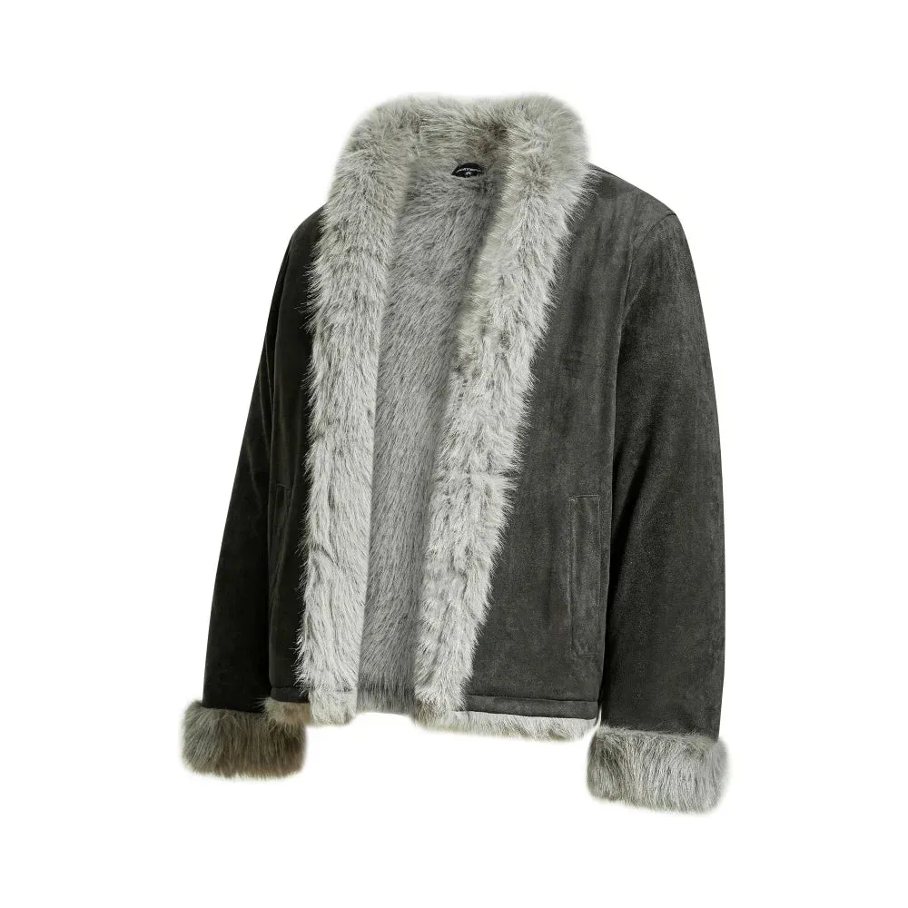 Y2K Faux Suede Jacket with Fur Trim sold by Streetwear Society product image thumbnail 5