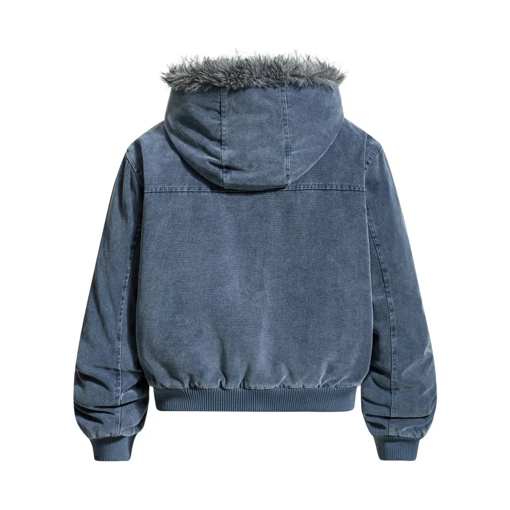 Y2K Quilted Hooded Jacket with Fur Collar sold by Streetwear Society product image thumbnail 4