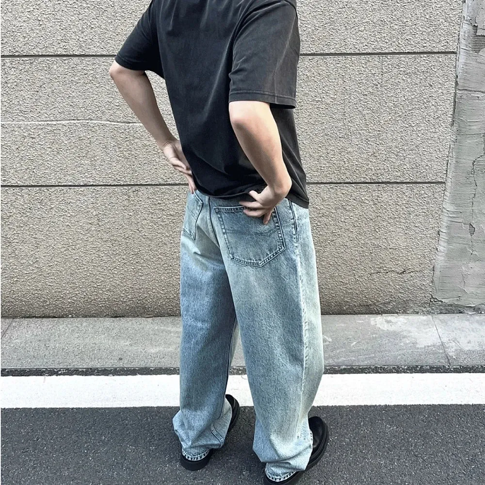 Y2K Washed Blue Streetwear Boot Cut Baggy Jeans sold by Streetwear Society