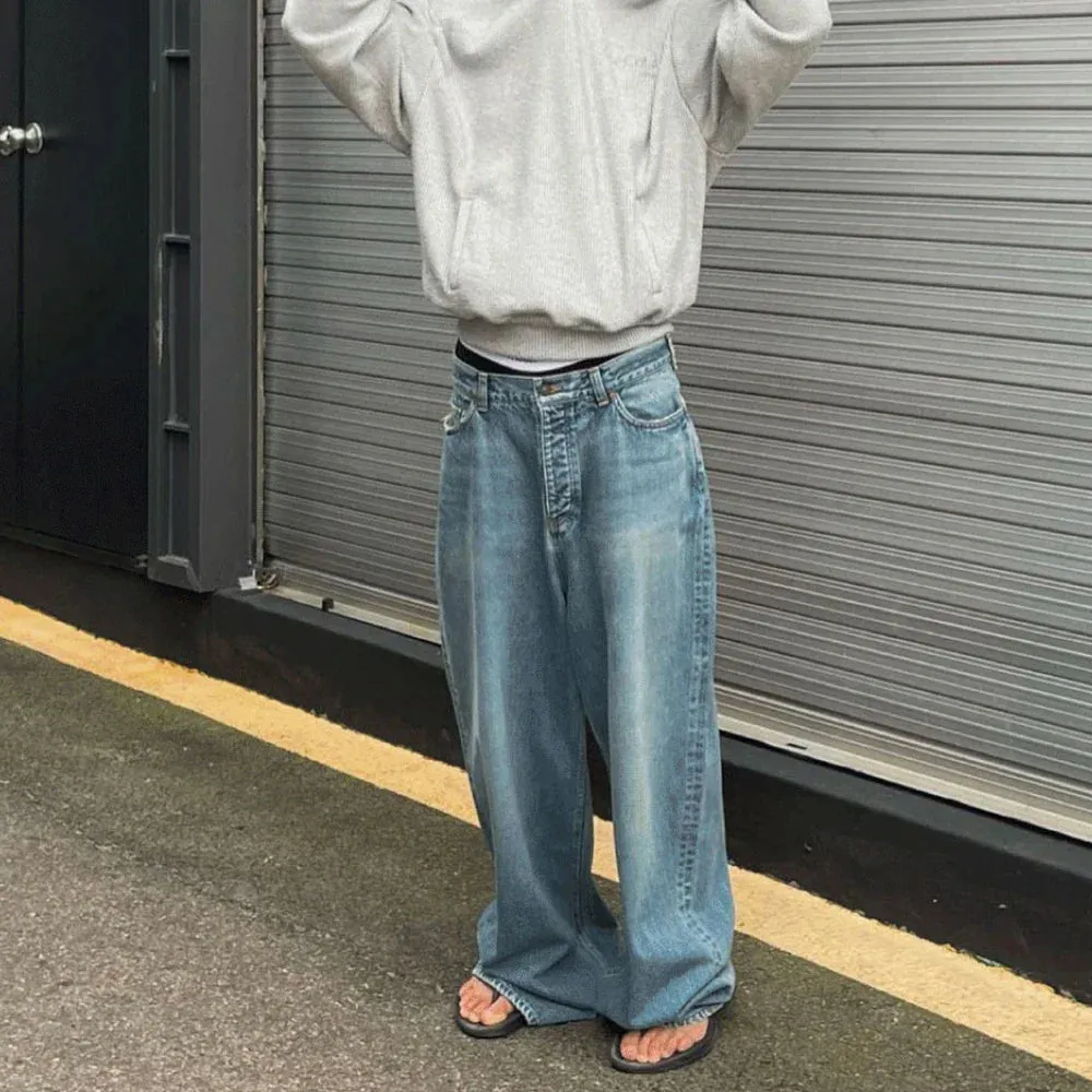 Y2K Washed Blue Streetwear Boot Cut Baggy Jeans sold by Streetwear Society product image thumbnail 3