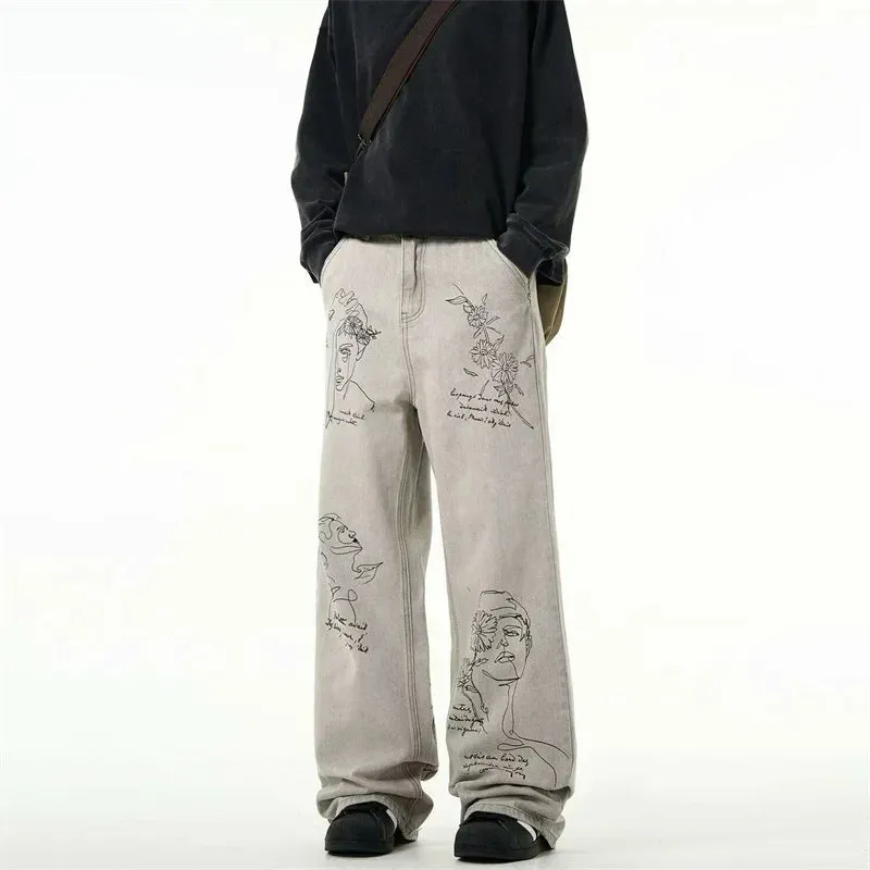 Y2K Coffee Shop Sketch Graphic Baggy Jeans sold by Streetwear Society product image thumbnail 5