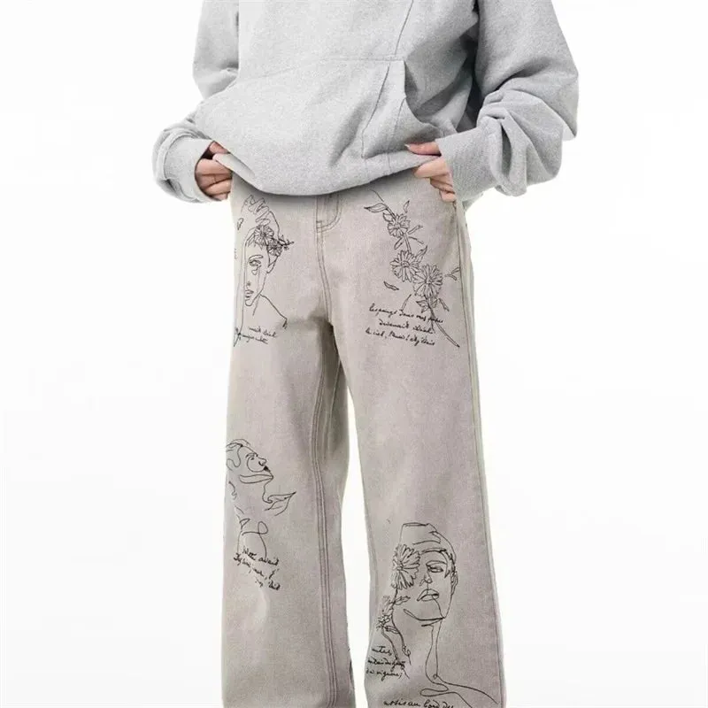 Y2K Coffee Shop Sketch Graphic Baggy Jeans sold by Streetwear Society product image thumbnail 2