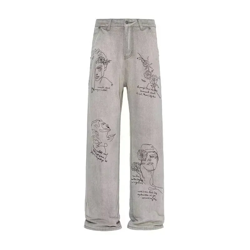 Y2K Coffee Shop Sketch Graphic Baggy Jeans sold by Streetwear Society product image thumbnail 3