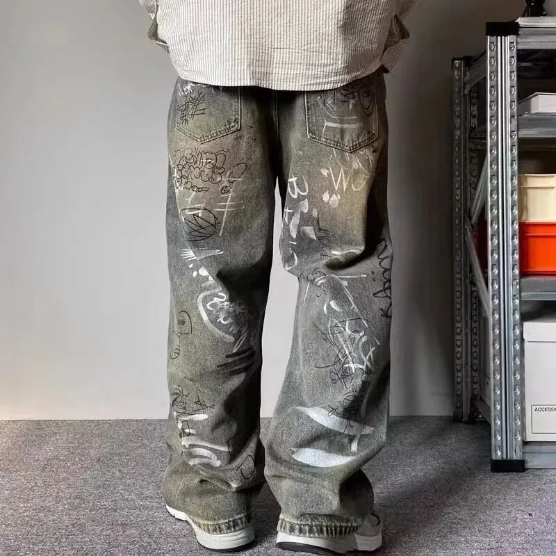 Y2K Graffiti Printed Baggy Jeans made by Streetwear Society