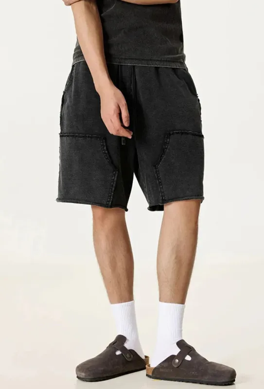 Y2K Washed Panelled Cotton Shorts made by Streetwear Society