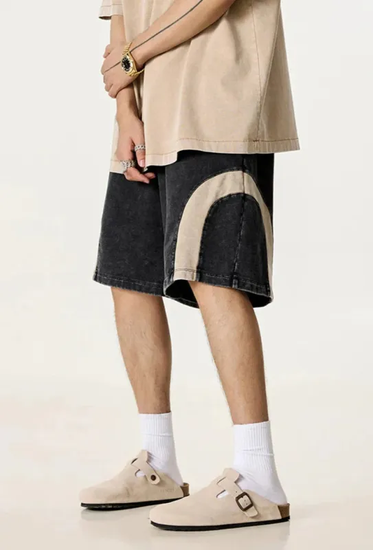 Y2K Patchwork Washed Cotton Shorts made by Streetwear Society