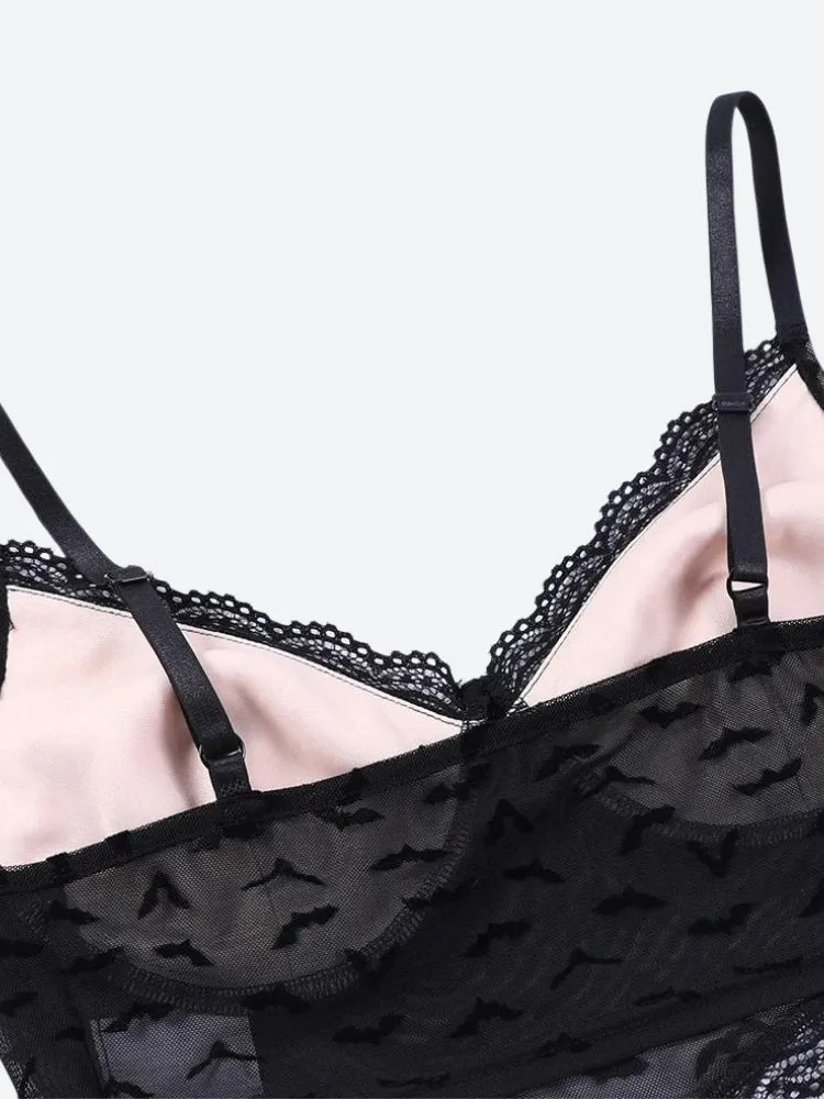 Goth Bat Mesh Bustier Crop Top sold by Streetwear Society product image thumbnail 5