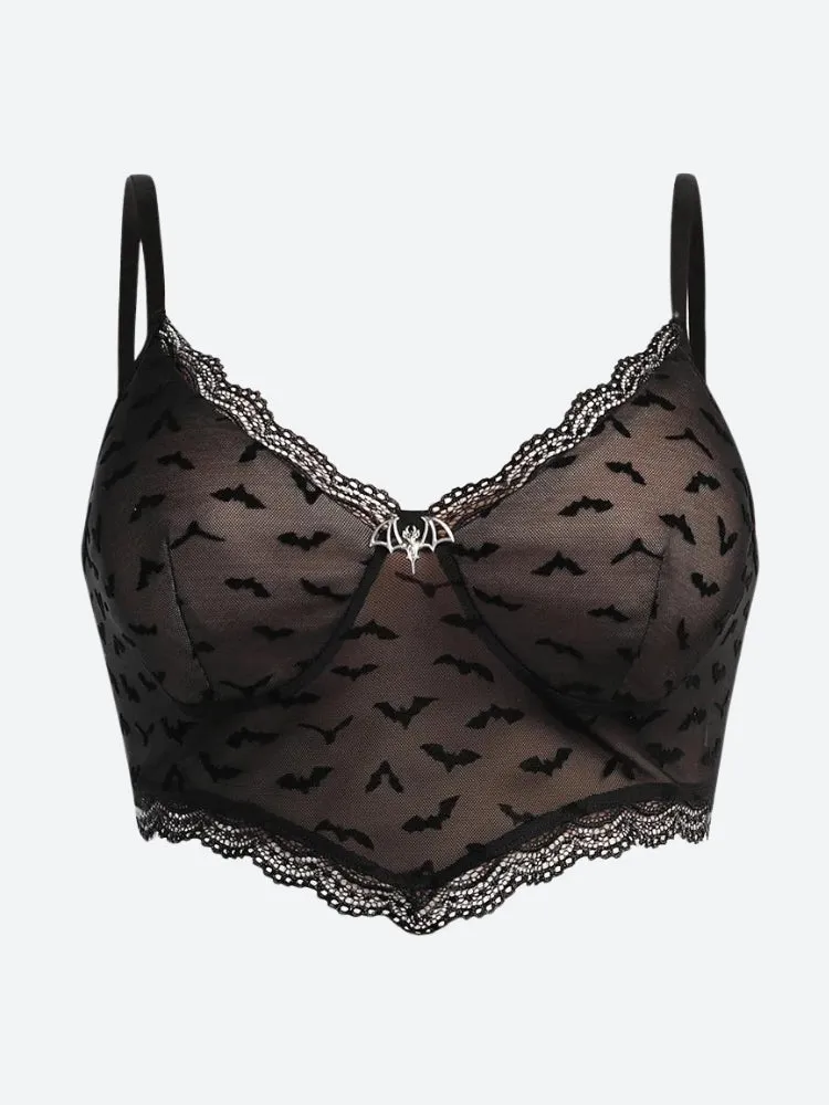 Goth Bat Mesh Bustier Crop Top sold by Streetwear Society product image thumbnail 2