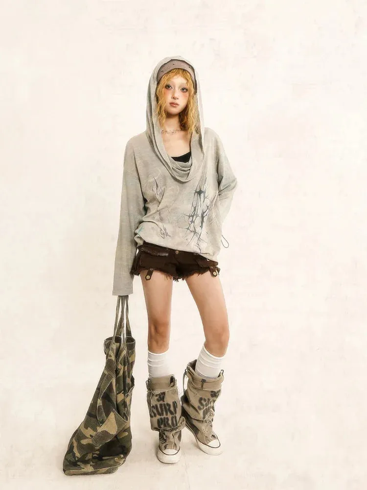 Grunge Distressed Hooded Top sold by Streetwear Society product image thumbnail 4