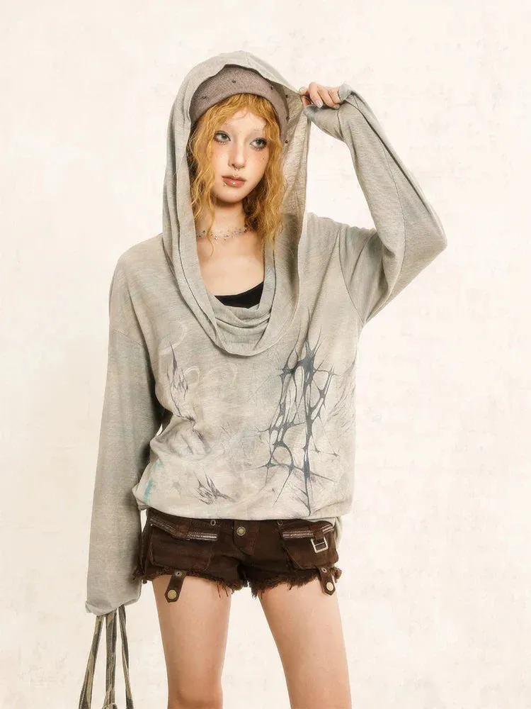 Grunge Distressed Hooded Top sold by Streetwear Society product image thumbnail 3