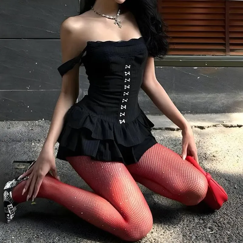 Goth Black Mini Dress sold by Streetwear Society product image thumbnail 2