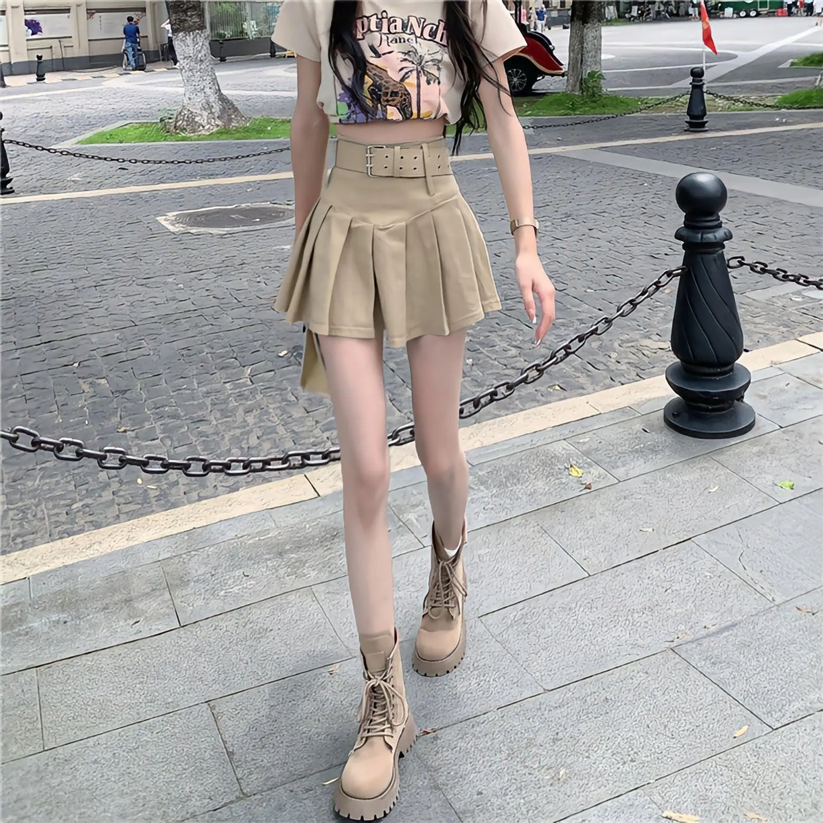Belt Detail Pleated Mini Skirt sold by Streetwear Society product image thumbnail 5