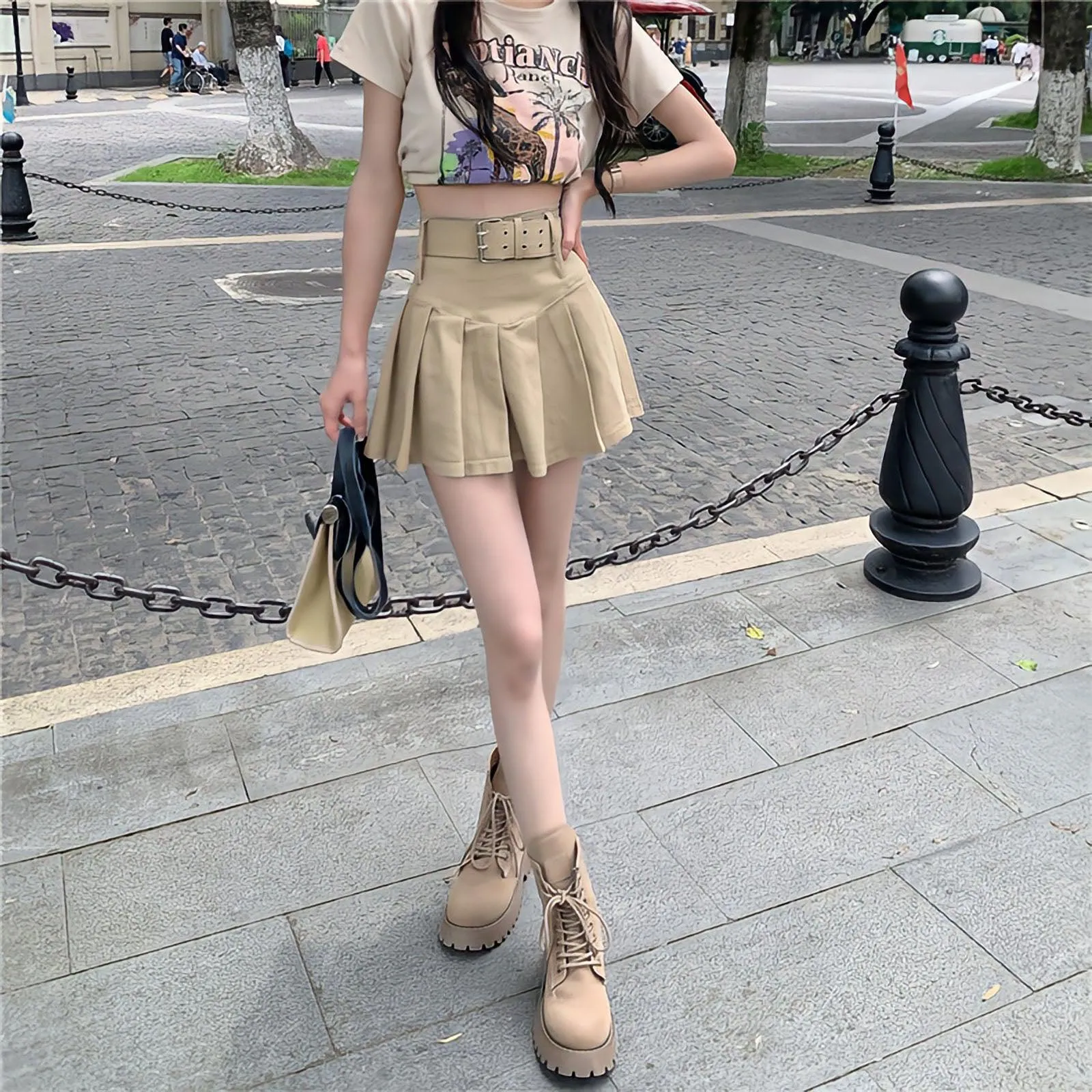 Belt Detail Pleated Mini Skirt sold by Streetwear Society product image thumbnail 4