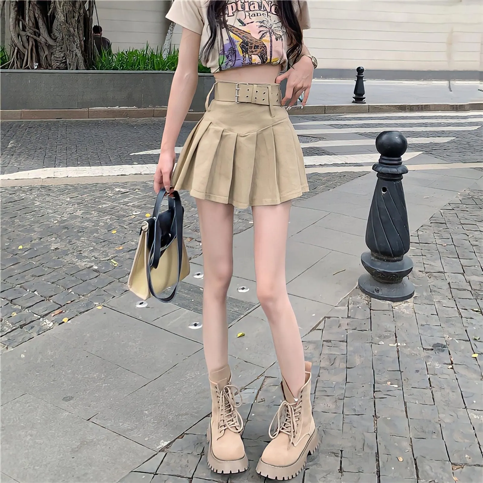 Belt Detail Pleated Mini Skirt sold by Streetwear Society product image thumbnail 3