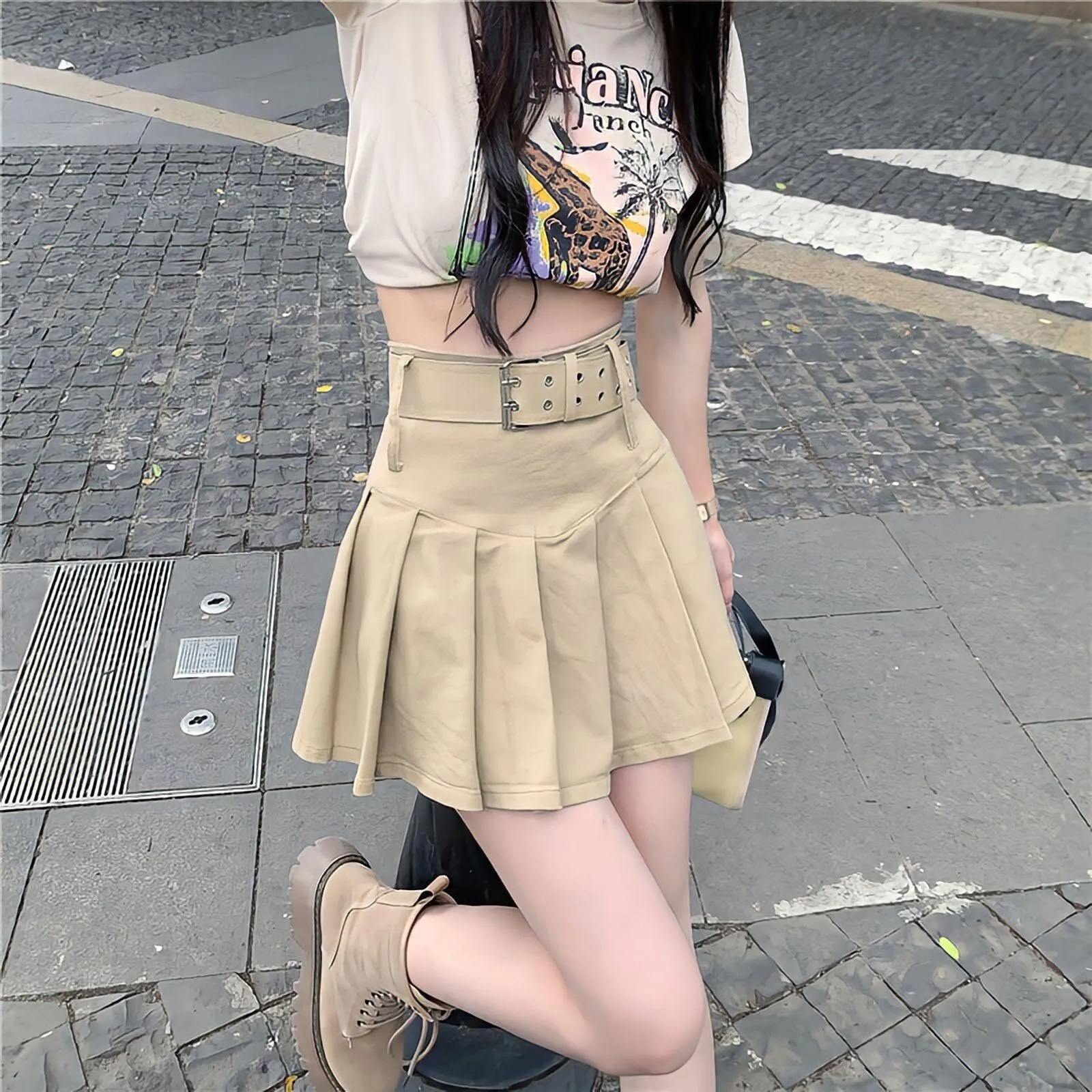 Belt Detail Pleated Mini Skirt sold by Streetwear Society product image thumbnail 2