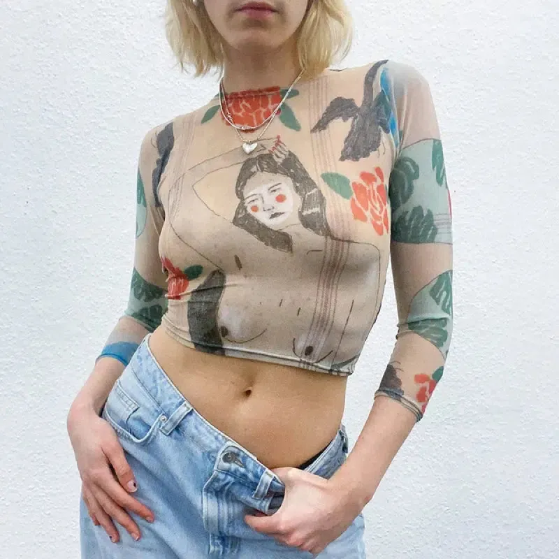 Abstract Woman Backless Crop Top sold by Streetwear Society