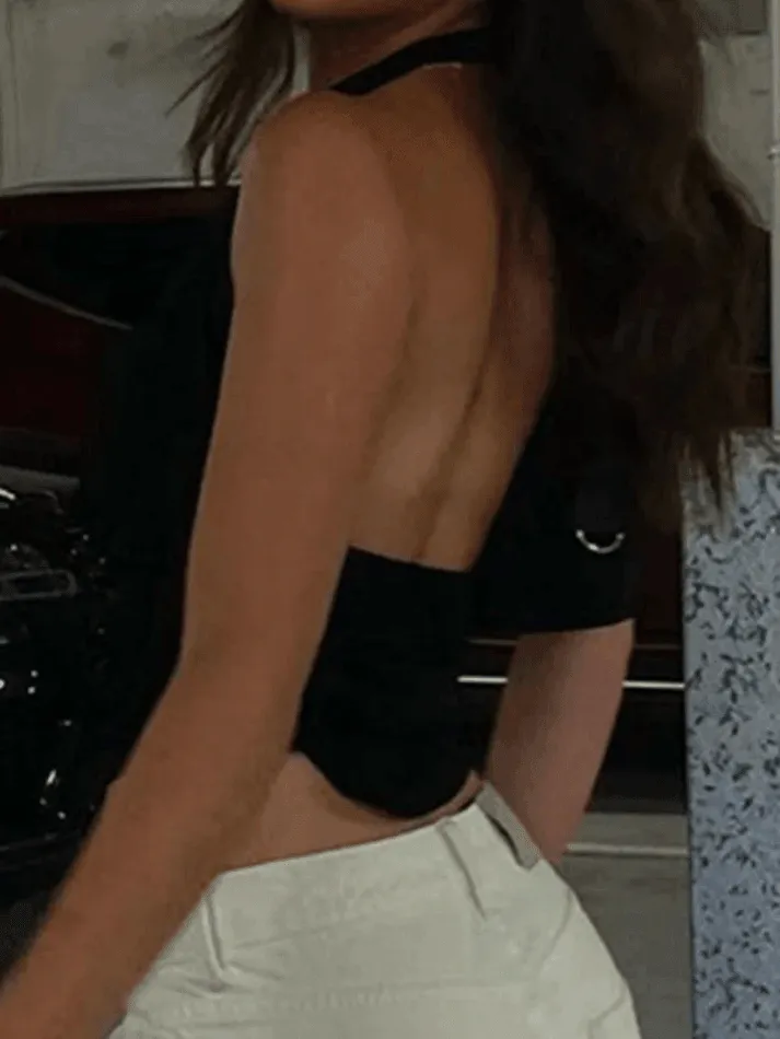 Side Tie Ruched Halter Cropped Tank Top sold by Streetwear Society product image thumbnail 5