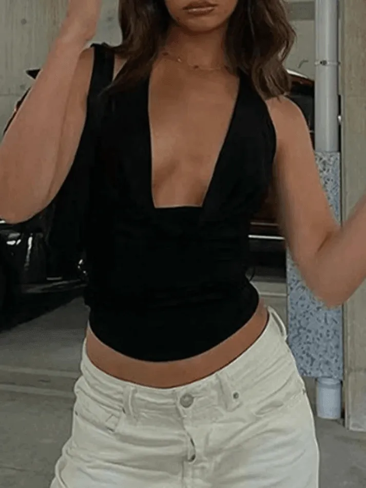 Side Tie Ruched Halter Cropped Tank Top sold by Streetwear Society product image thumbnail 4