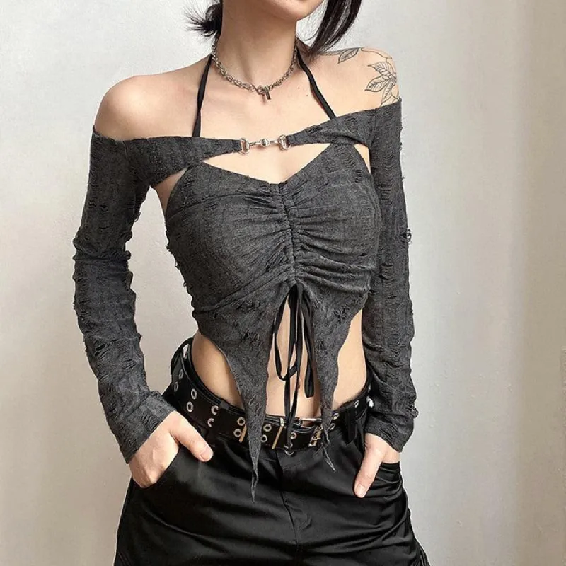 Fairy Grunge Detachable Sleeve Halter Top sold by Streetwear Society
