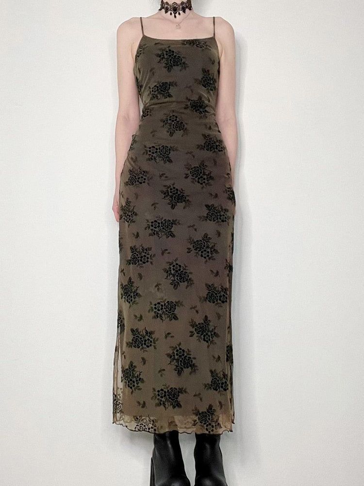 Floral Spaghetti Strap Maxi Dress sold by Streetwear Society