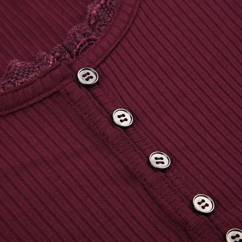 Corduroy Lace Trim Top sold by Streetwear Society product image thumbnail 4