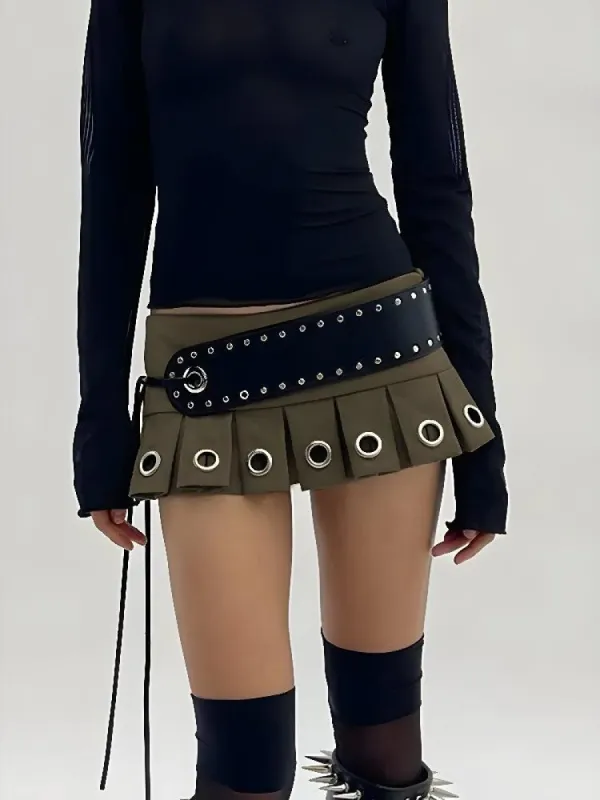 Grunge Belted Extra Mini Skirt sold by Streetwear Society