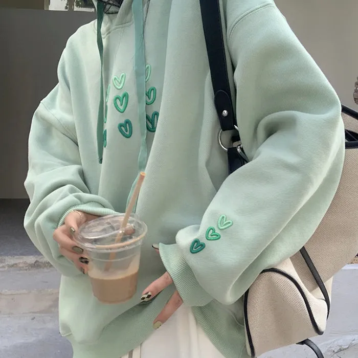 Mint Aesthetic Heart Hoodie sold by Streetwear Society