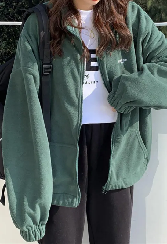 Letter Print Zip-up Jacket sold by Streetwear Society